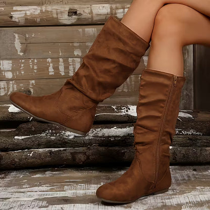 Last day 50% Off❤️ Arch Support Slouch Knee-High Boots with Comfort Sole & Waterproof Suede